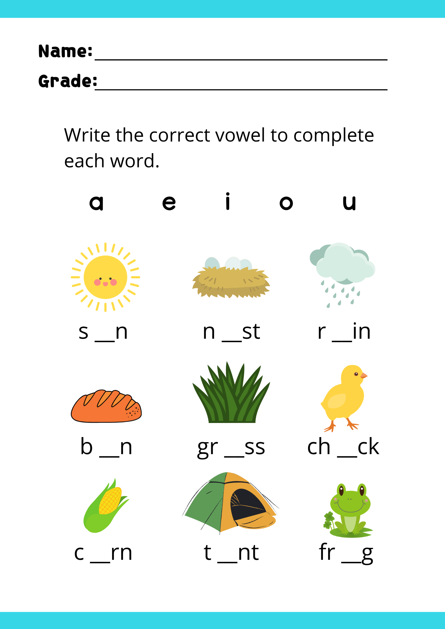 Vowel Reading Worksheet - Image 3