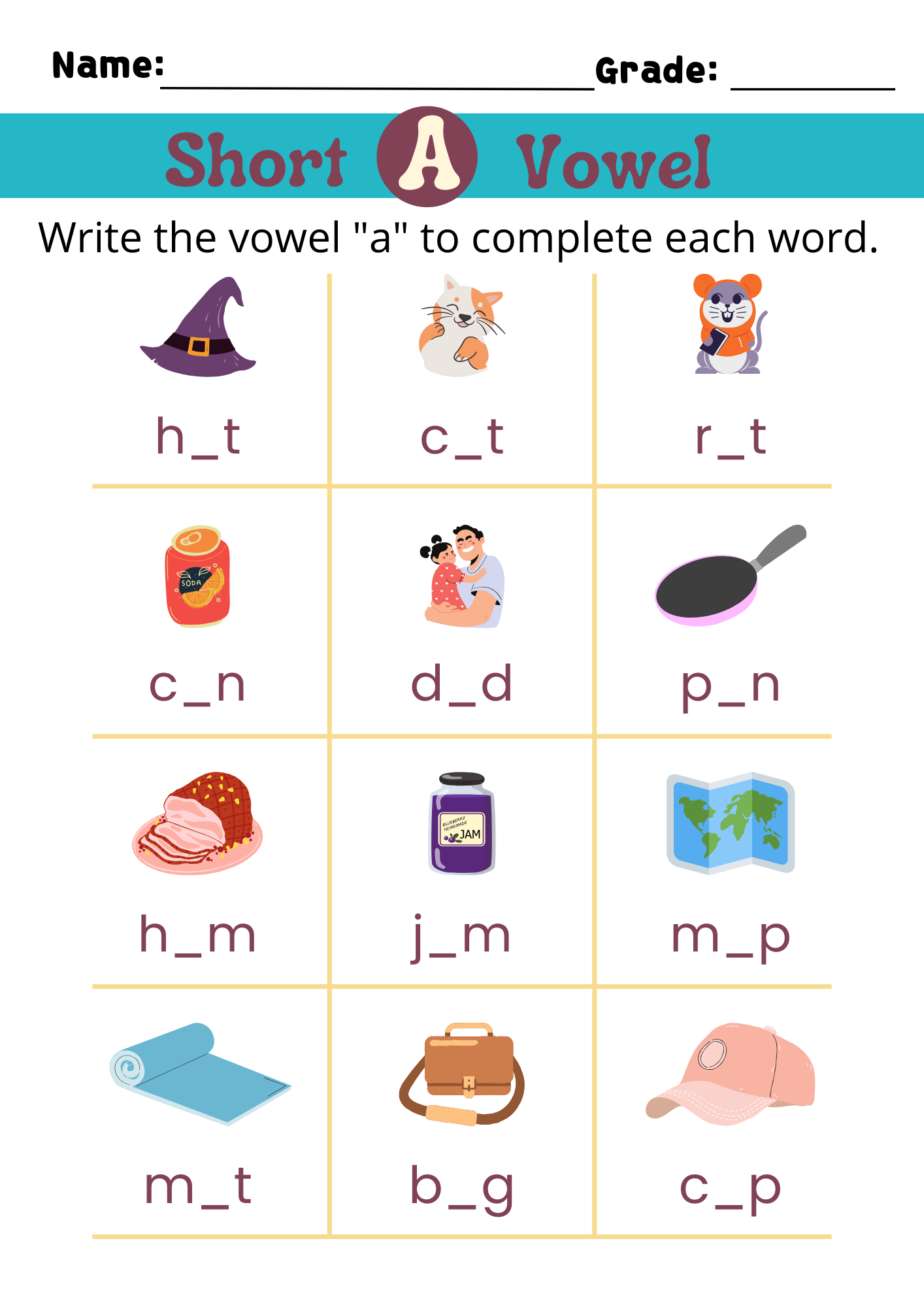 Vowel Reading Worksheet - Image 4