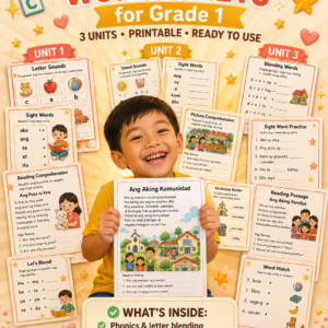 Grade 1 Reading Worksheets (Units 1–3)