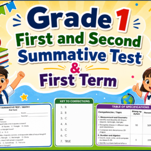 Grade 1 First & Second Summative Test and First Term Test Complete Set (MS WORD FILE)