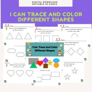I Can Trace And Color Different Shapes