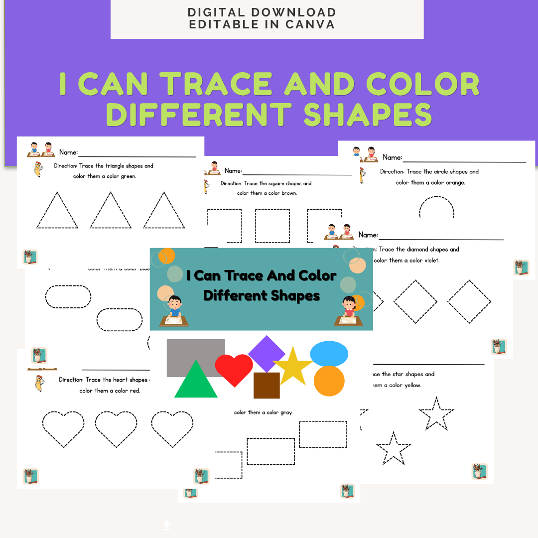 I Can Trace And Color Different Shapes