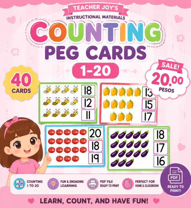 COUNTING PEG CARDS NUMBERS 1-20