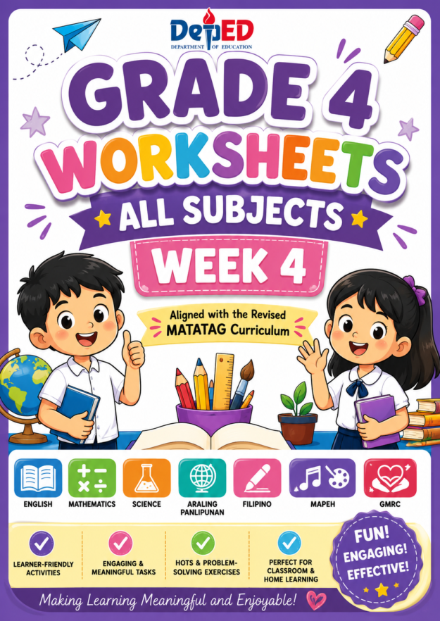 Grade 4 Worksheet Week 4- ALL SUBJECTS