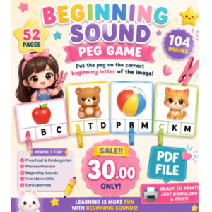 Beginning Sound Peg Game – Digital Learning Activity (PDF)