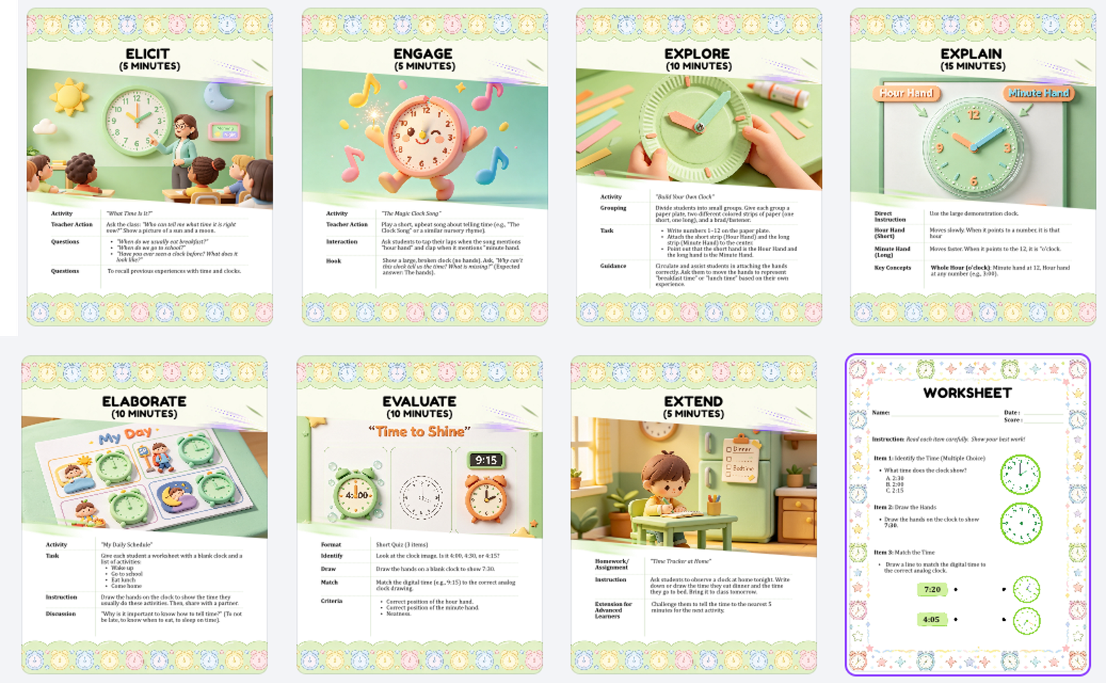 7E Lesson Plan Telling Time - Image 2