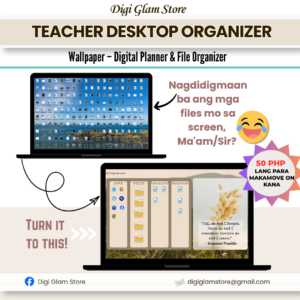 Teacher Desktop Organizer Wallpaper Bundle | Digital Teacher Planner, File Organizer & Weekly Productivity Dashboard (Brown Theme)
