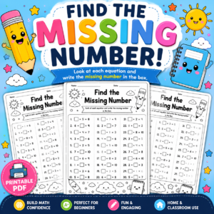 Find the Missing Number Math Worksheet