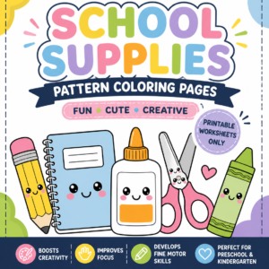 School Supplies Pattern Coloring Pages
