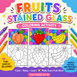 Fruits Stained Glass Coloring Activity