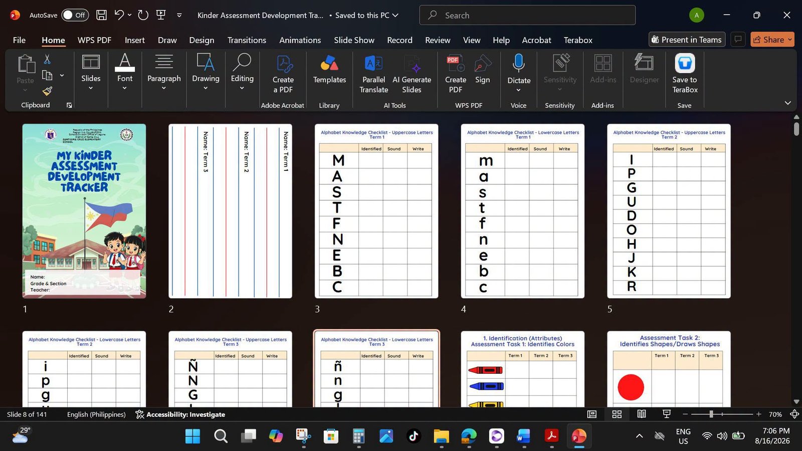 Kinder assessment development tracker booklet & teachers’ printable materials - 163 slides editable ppt - Image 6