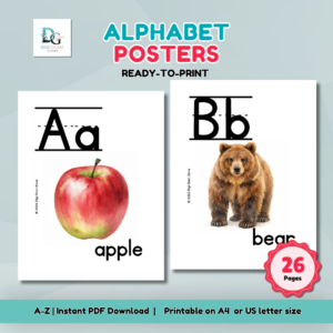 Alphabet Phonics Posters A–Z | Printable Watercolor ABC Wall Decor Preschool & Kindergarten