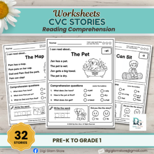 CVC Stories for Beginning Readers | CVC Phonics Reading Practice