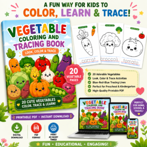 Vegetable Coloring and Tracing book