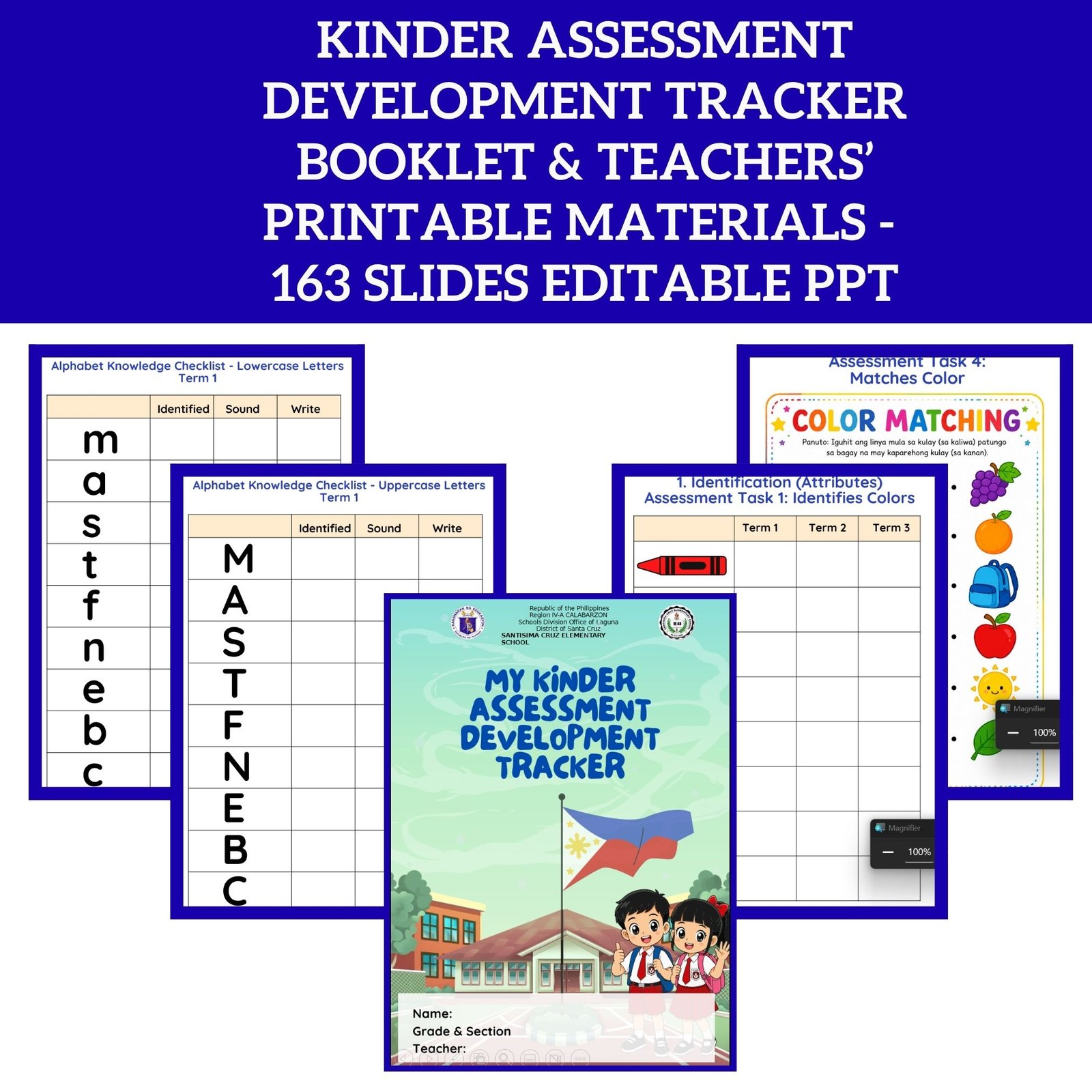 Kinder assessment development tracker booklet & teachers’ printable materials - 163 slides editable ppt - Image 2