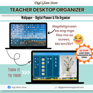 Teacher Desktop Organizer Wallpaper Bundle | Digital Teacher Planner, File Organizer & Weekly Productivity Dashboard (Blue Theme)