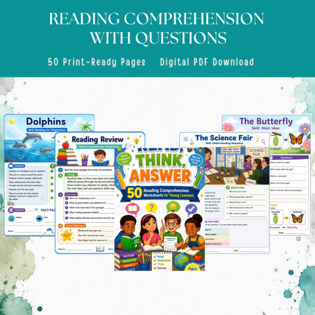 READ, THINK, ANSWER: 50 Reading Comprehension Worksheets for Young Learners (Ages 7-12) - MATATAG Aligned Reading Intervention