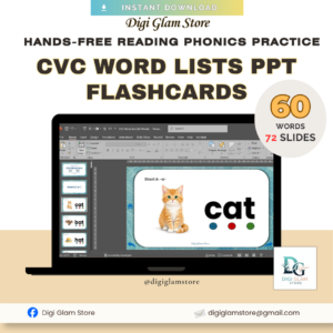 CVC Word Lists PowerPoint Flashcards | 60 Words | Auto-Play or Manual Click