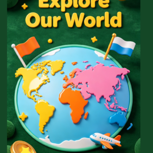 Flashcard-WorldMap ,Countries & Their Flags, Capital Cities , Currencies