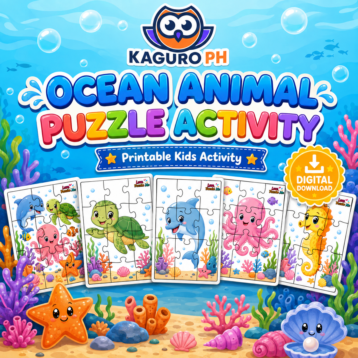 Ocean Animal Puzzle Activity