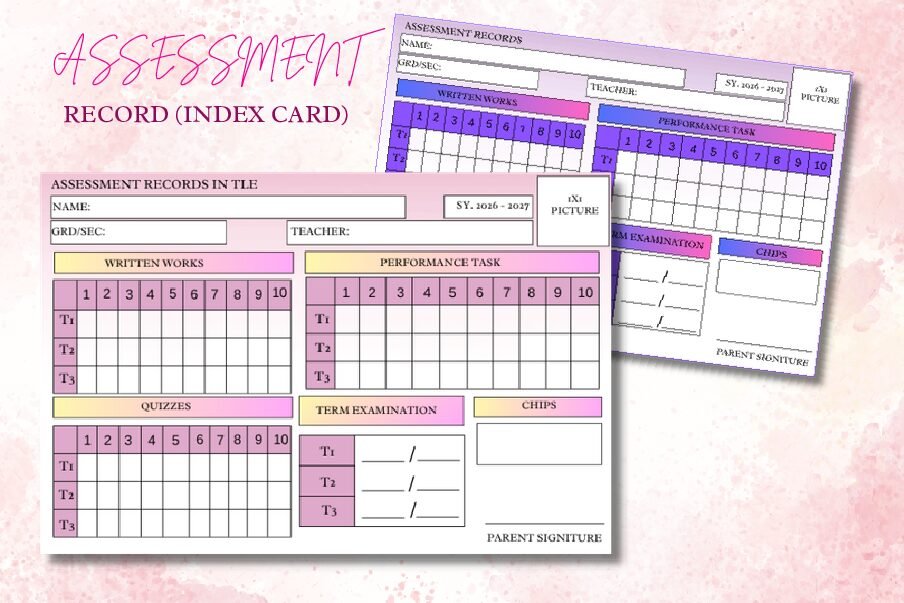 Assessment records index cards