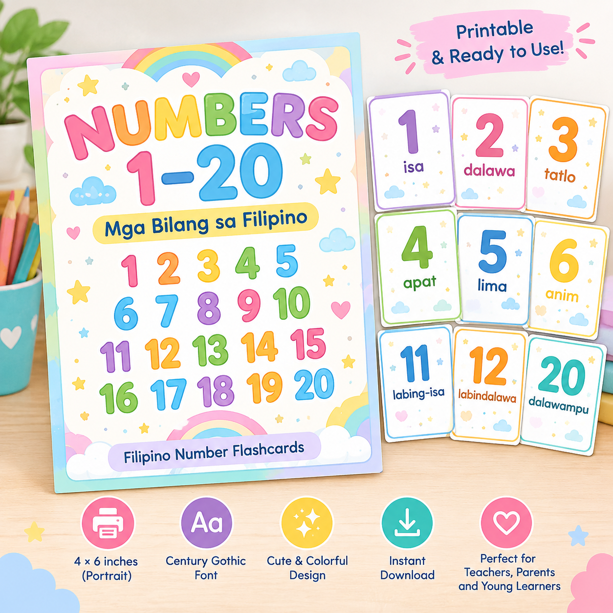 Numbers 1-20 Mga Bilang sa Filipino