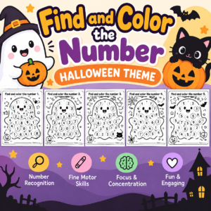 Find and Color the Number – Halloween Theme
