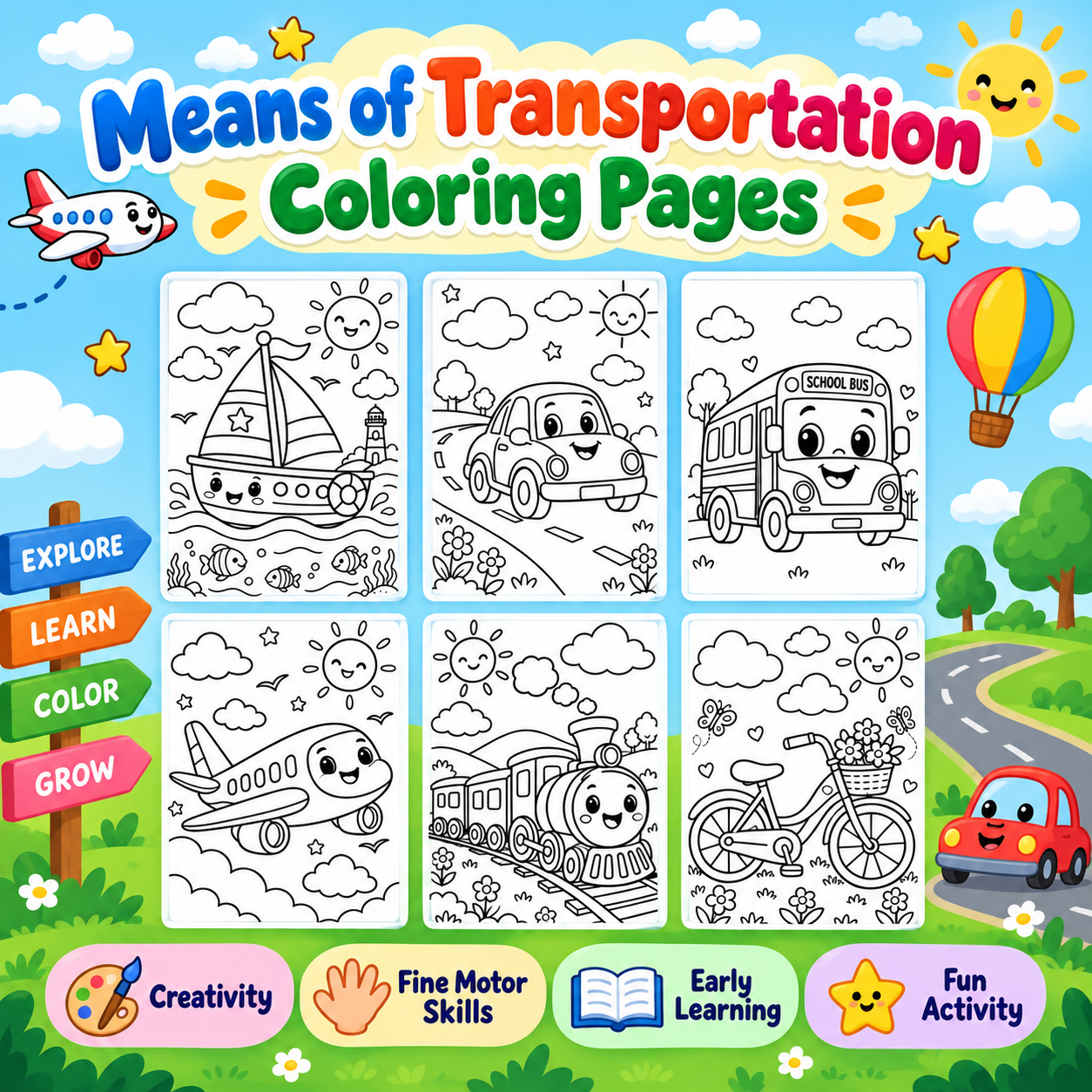 Means of Transportation Coloring Pages