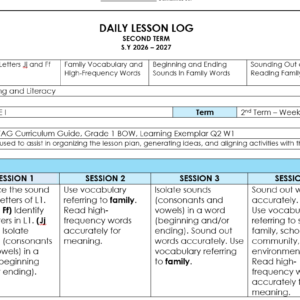 TERM 2 Grade 1 Reading and Literacy DLL Week 1