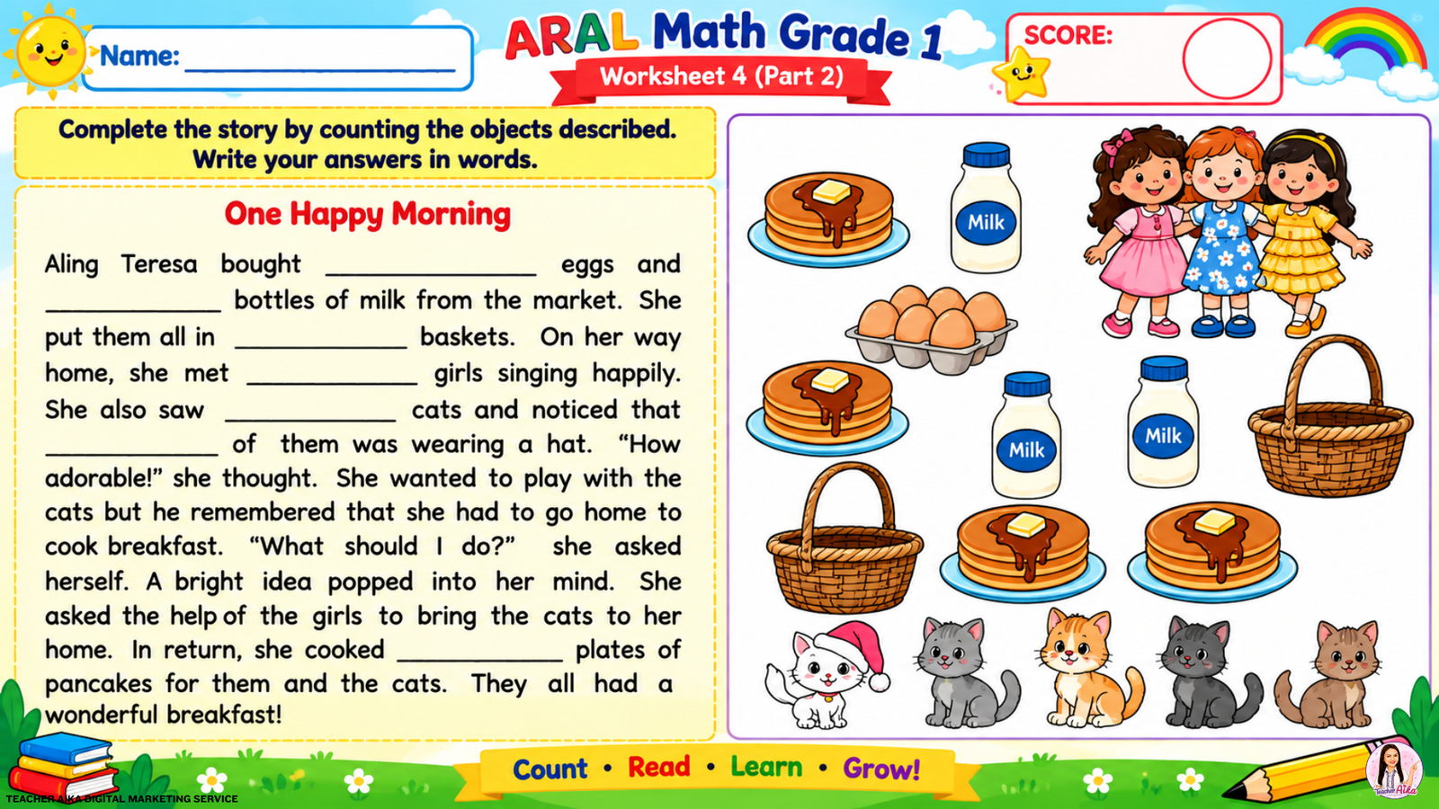 ARAL MATH PROGRAM GRADE 1 WORKSHEETS POWERPOINT PRESENTATION PRINTABLE - Image 3