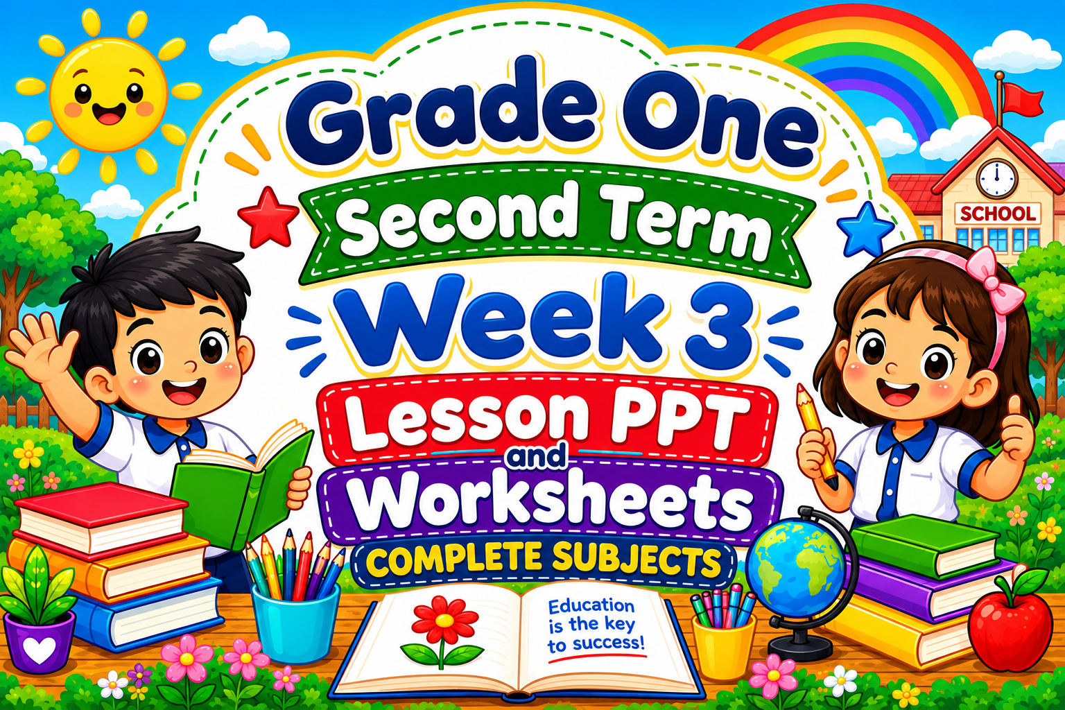 PPT & WORKSHEETS Term 2 (Second Term) Week 3 Grade 1 (COMPLETE SUBJECTS)
