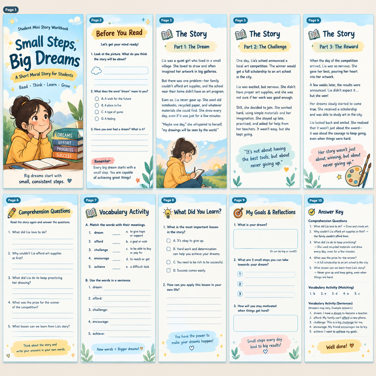Small Steps, Big Dreams: Printable Workbook for Student Motivation & Goal Setting