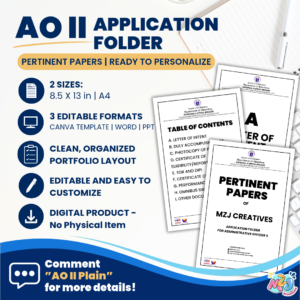 Administrative Officer II (AO II) Application Folder Template | Editable Canva, Word & PowerPoint