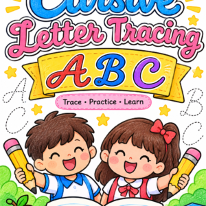 Cursive Letter Tracing Activity Book for Kids Letters A, B, C, and D