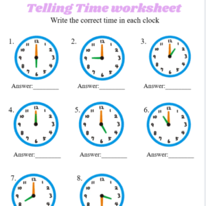 Grade 1 Mathematics: Telling Time – Editable Canva Worksheet Pack