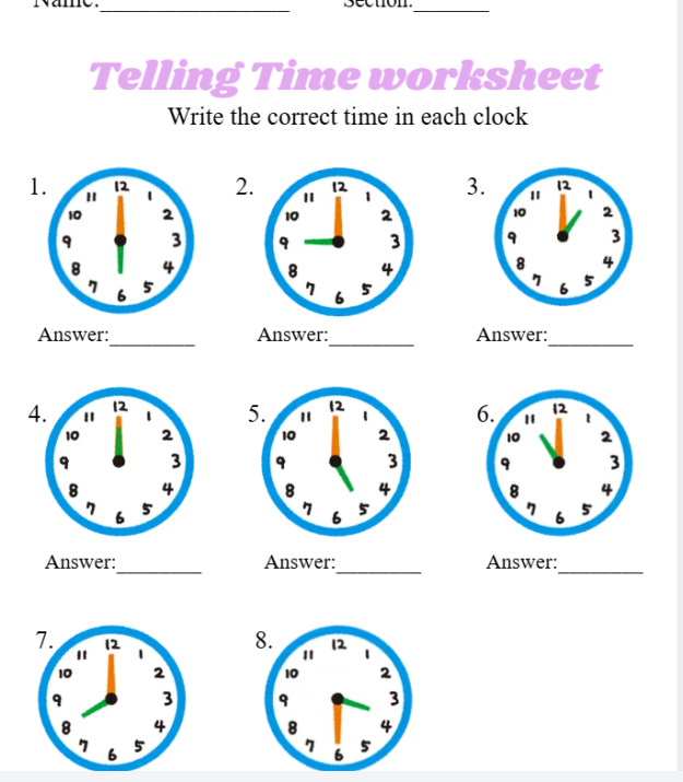 Grade 1 Mathematics: Telling Time – Editable Canva Worksheet Pack ...