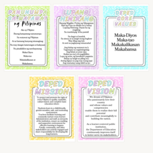 DepEd Vision, Mission, Core Values, Lupang Hinirang and Panunumpa sa Watawat Poster
