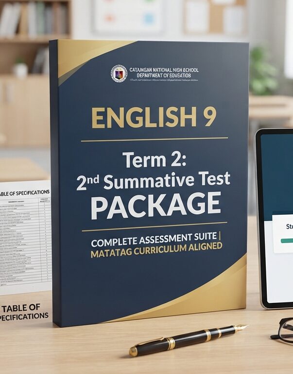 ENGLISH 9 TERM 2 Summative Test #2 Package (TOS, Test Questions, Answer Key, Review Quiz)