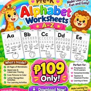 A-Z Alphabet Tracing & Coloring Worksheets for Kids | 26-Page Printable PDF